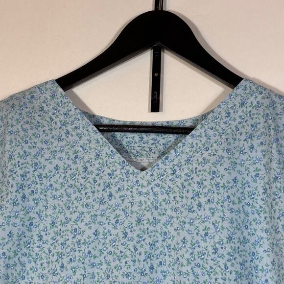 Blue Floral Dress Microprint Maxi Cotton Vintage Handmade Cottagecore Western M - Picture 6 of 13